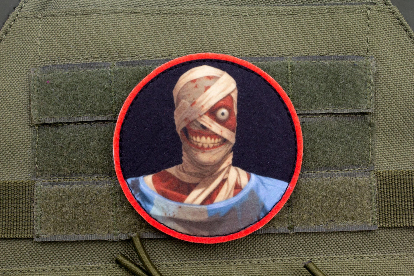 Curly Mouthwashing hook and loop morale patch