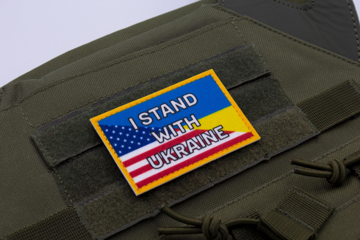 I stand with Ukraine United States flag hook and loop patch