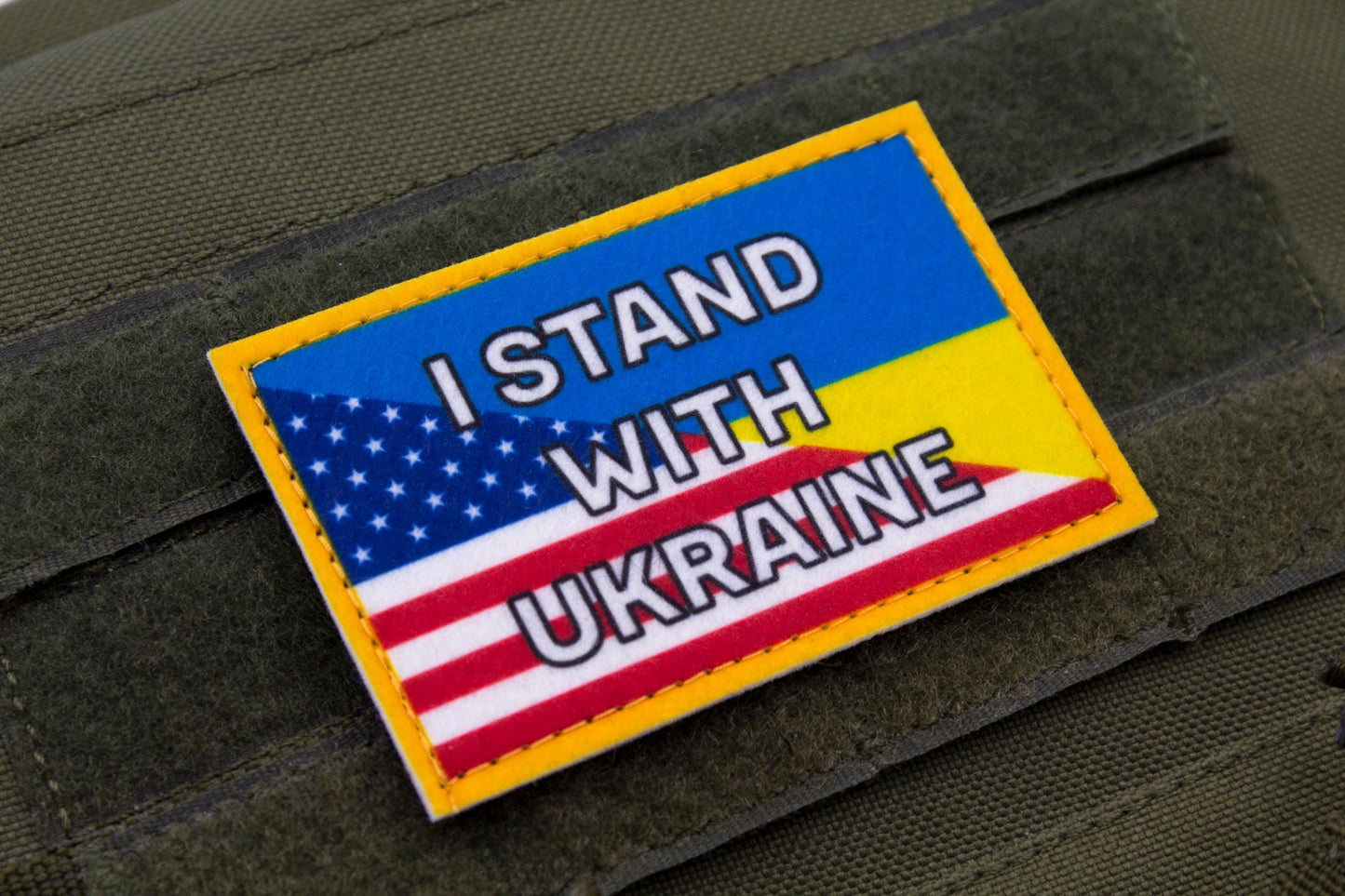 I stand with Ukraine United States flag hook and loop patch