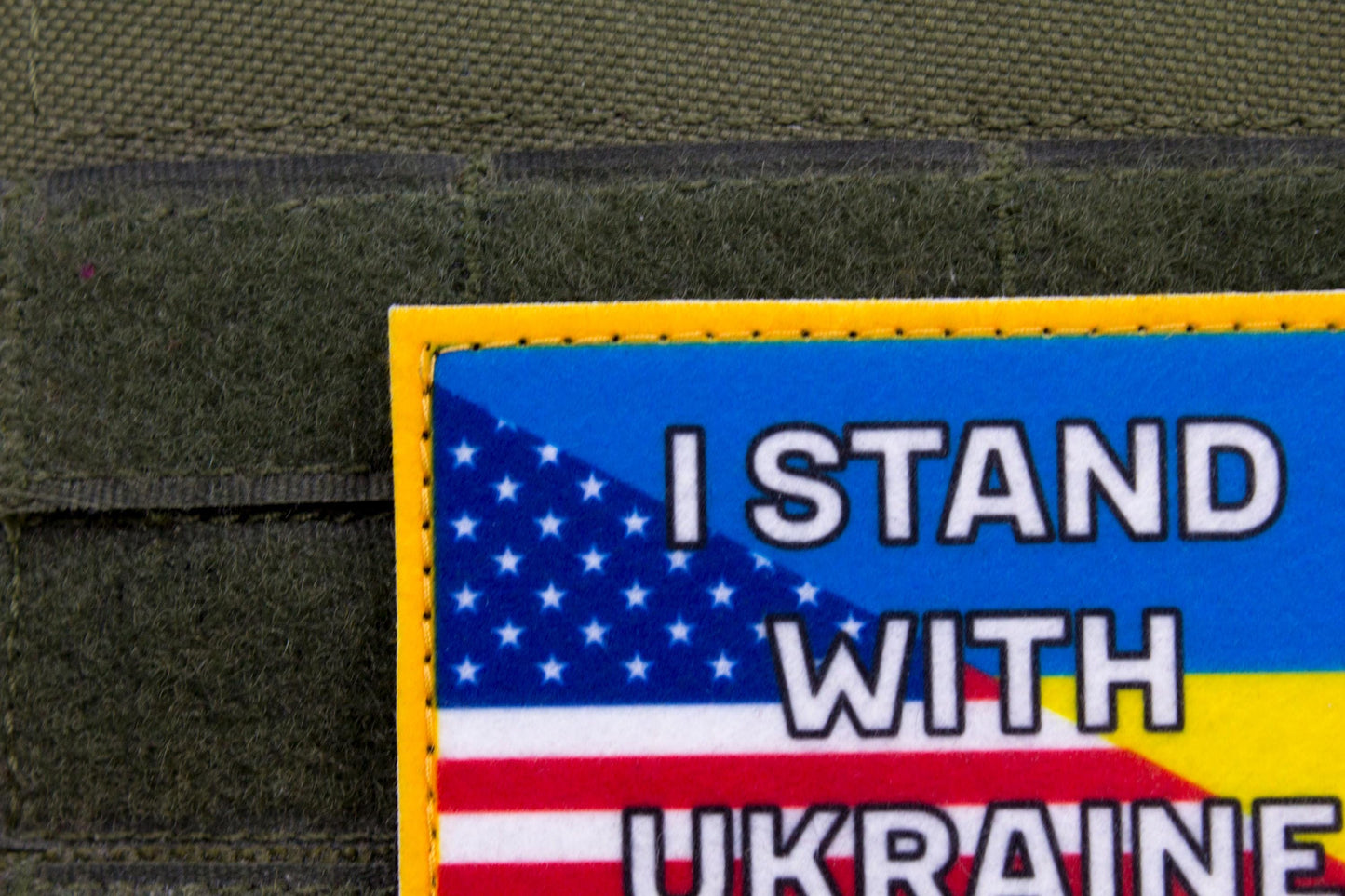 I stand with Ukraine United States flag hook and loop patch