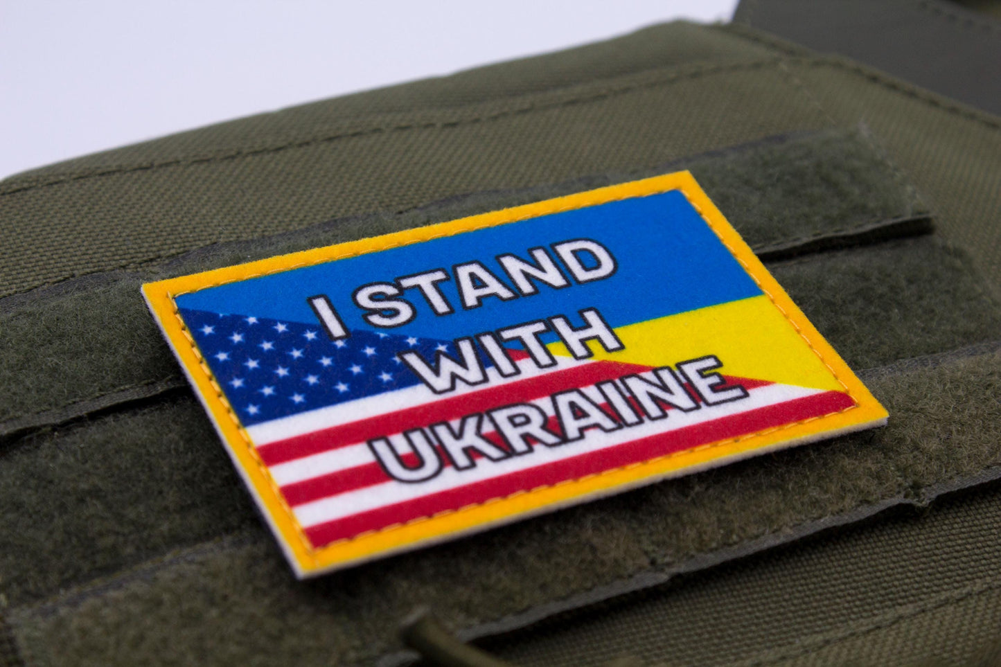 I stand with Ukraine United States flag hook and loop patch