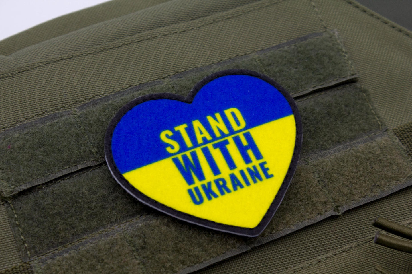 Stand with Ukraine Heart hook and loop patch