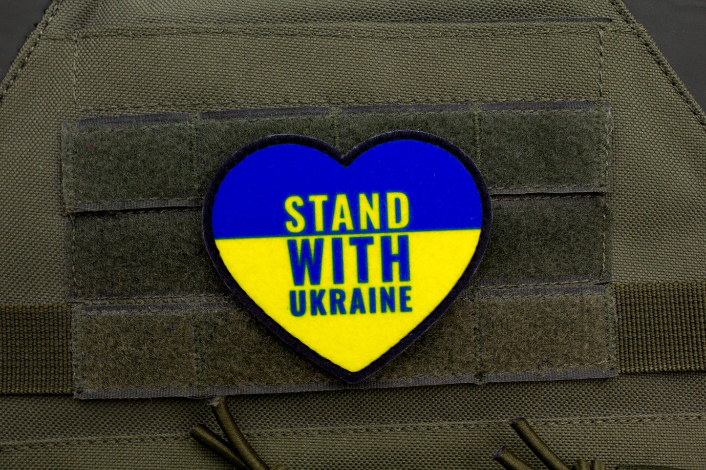 Stand with Ukraine Heart hook and loop patch