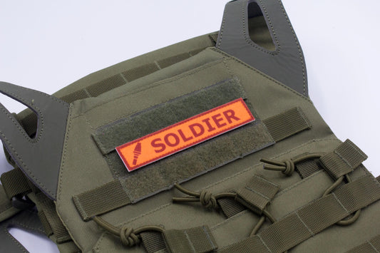 Soldier TF2 RED team stripe hook and loop morale patch