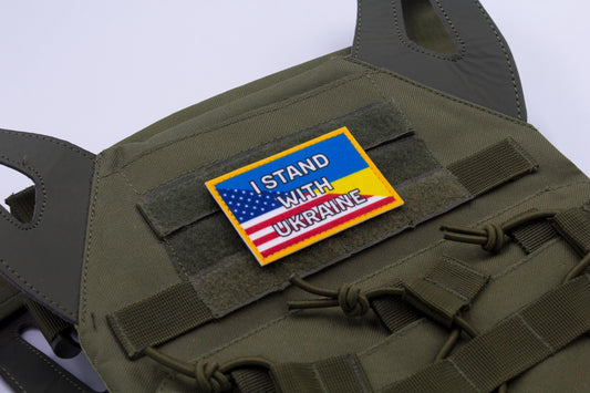 I stand with Ukraine United States flag hook and loop patch
