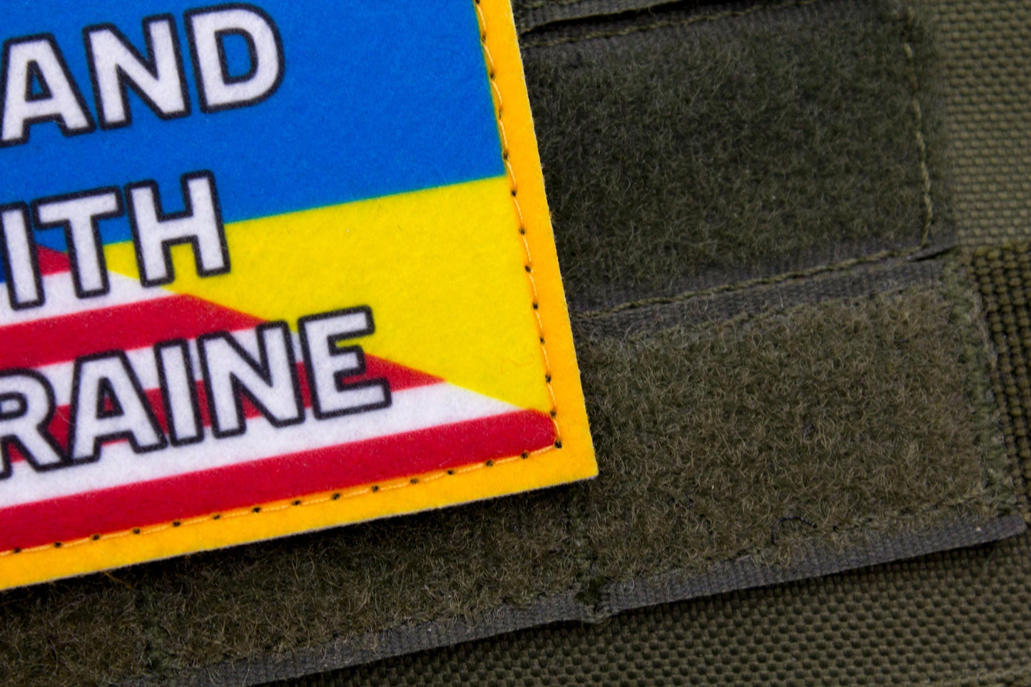 I stand with Ukraine United States flag hook and loop patch