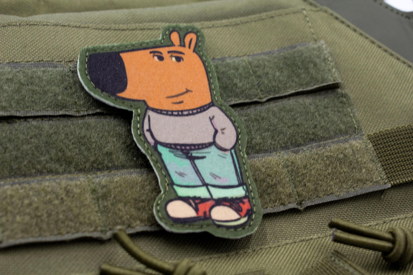 Chill Guy meme hook and loop morale patch