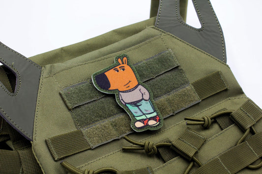 Chill Guy meme hook and loop morale patch