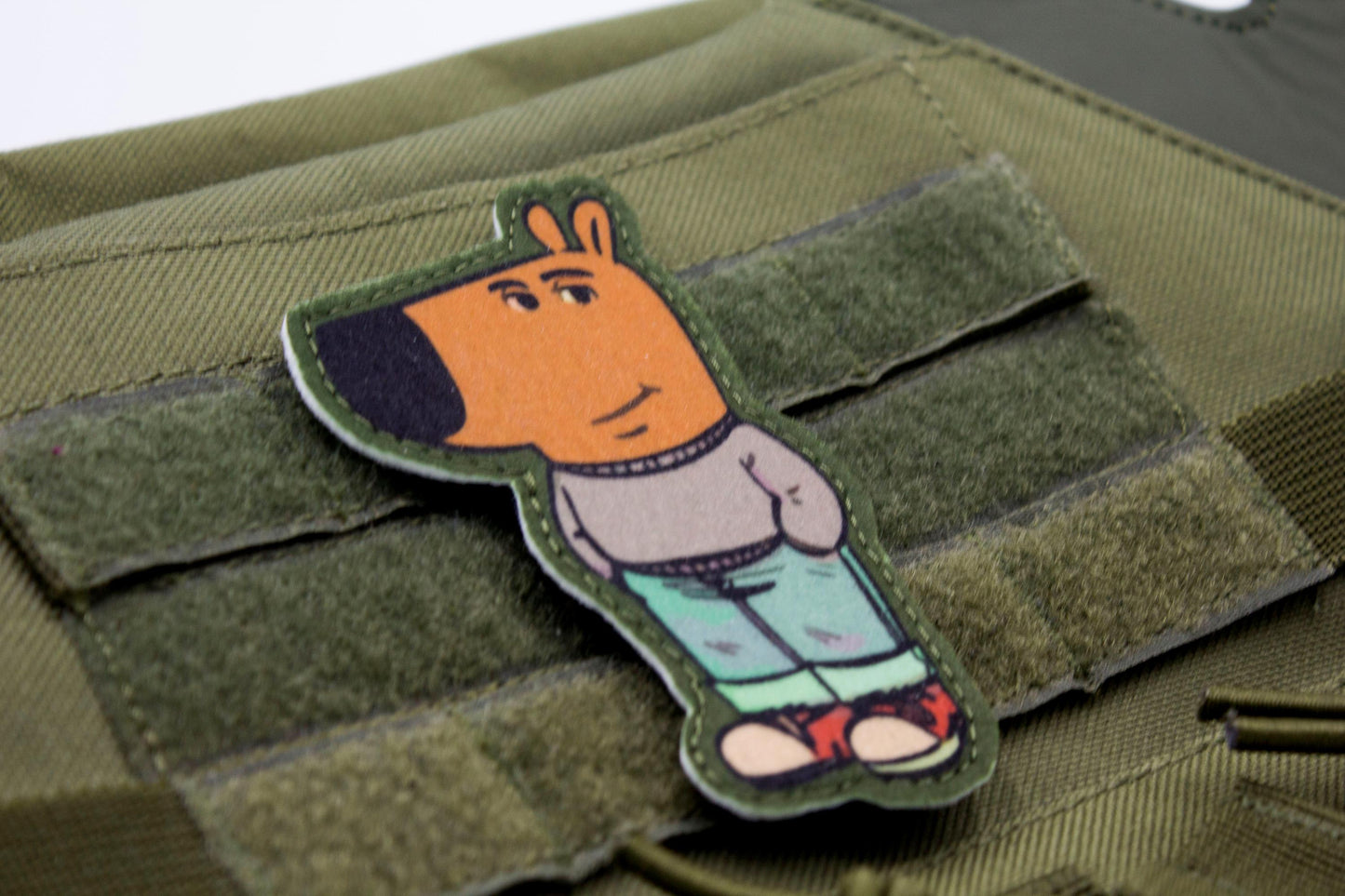 Chill Guy meme hook and loop morale patch