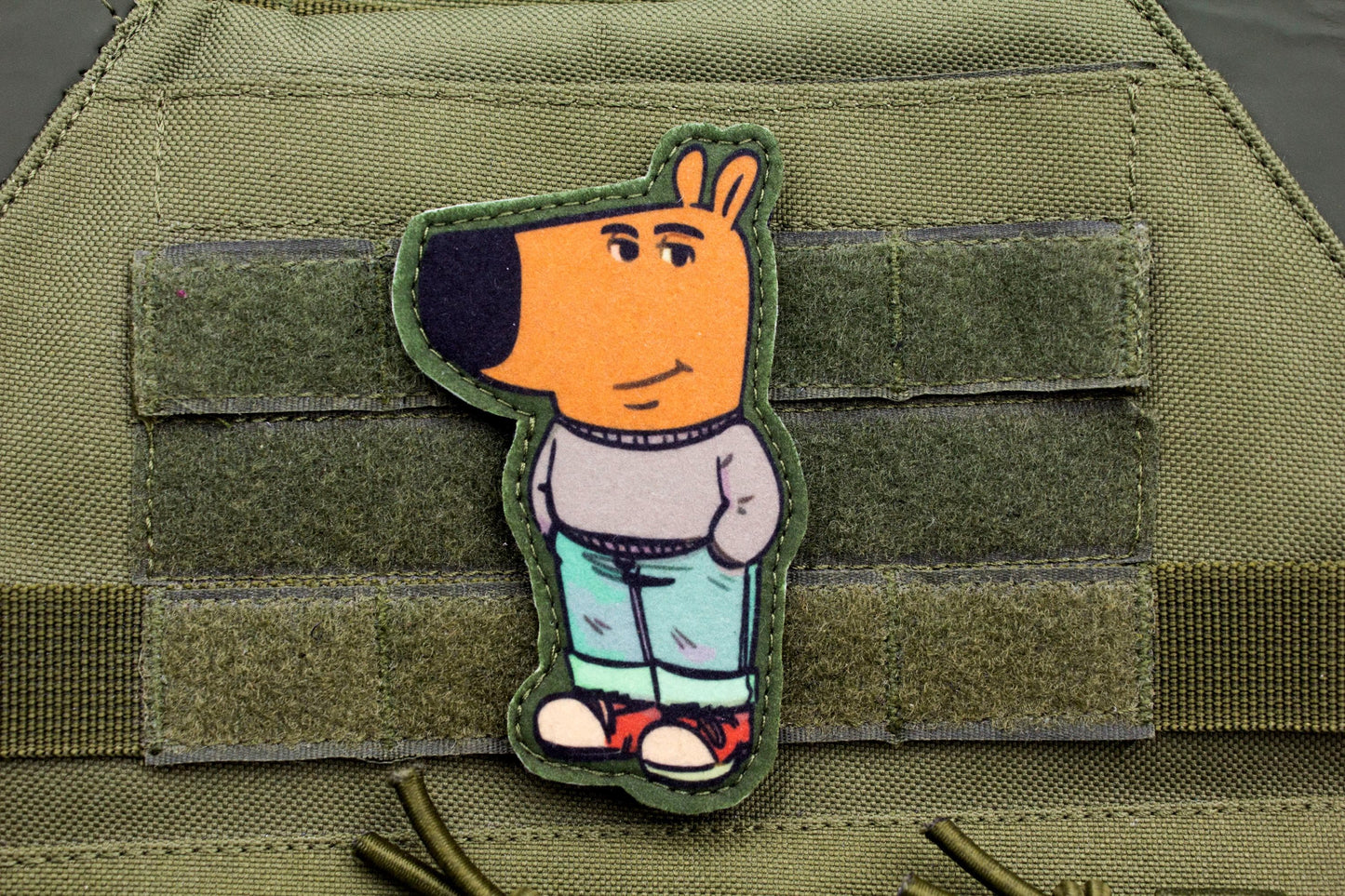 Chill Guy meme hook and loop morale patch