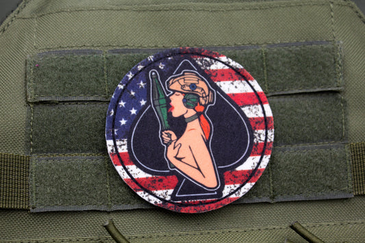Queen of spades sexy girl military hook and loop patch