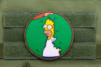 Homer Simpson hiding in bush hook and loop morale patch