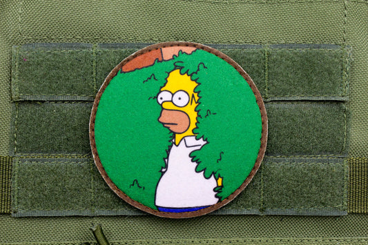 Homer Simpson hiding in bush hook and loop morale patch