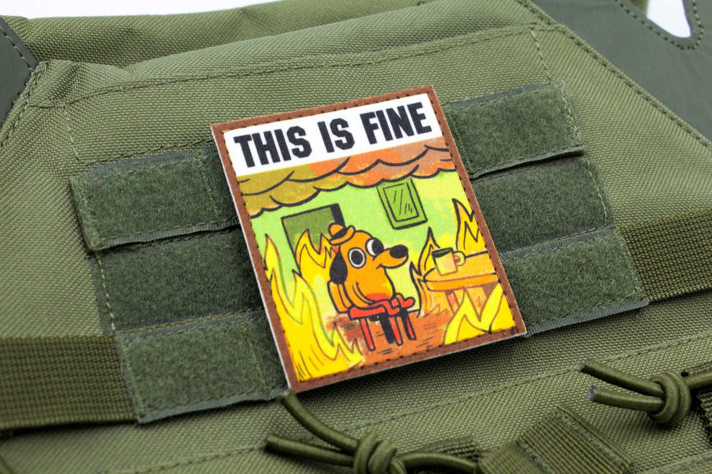 This is Fine Meme dog hook and loop morale patch