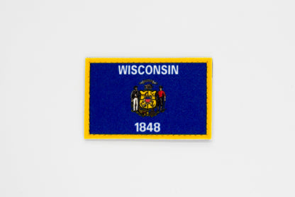 Wisconsin flag patriotic hook and loop patch