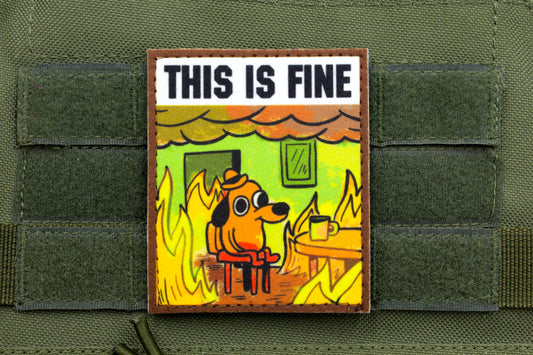 This is Fine Meme dog hook and loop morale patch