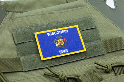 Wisconsin flag patriotic hook and loop patch
