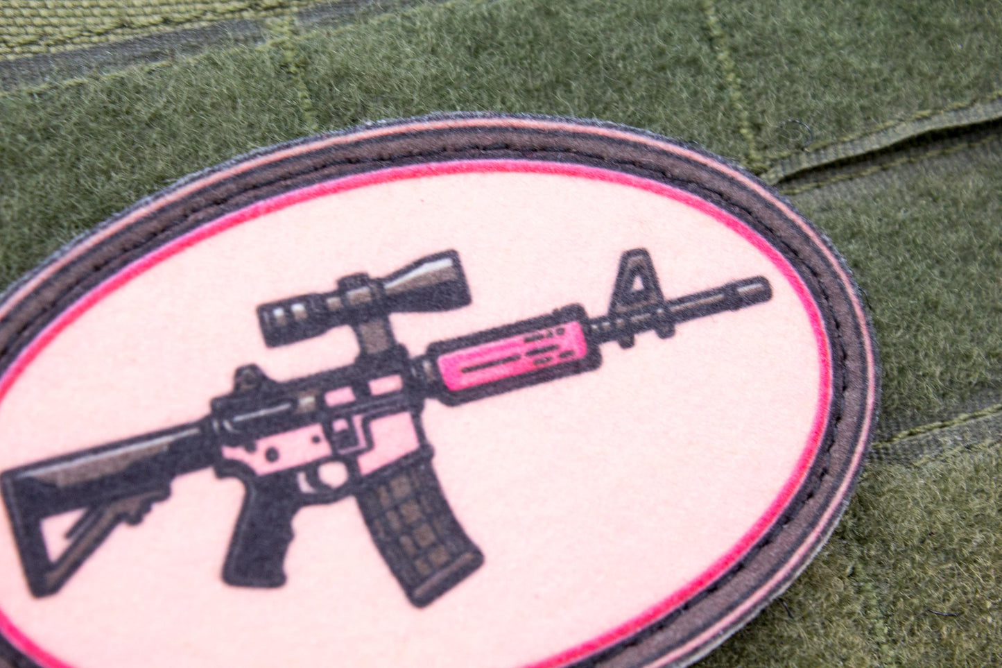 Pink gun hook and loop morale patch
