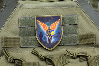 Soldier with angels wings hook and loop patch