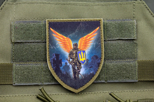 Soldier with angels wings hook and loop patch