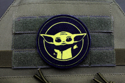 Grogu Baby Yoda hook and loop morale patch Mandalorian Parody Fan Art
