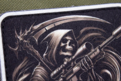 Death with a sniper rifle hook and loop morale patch
