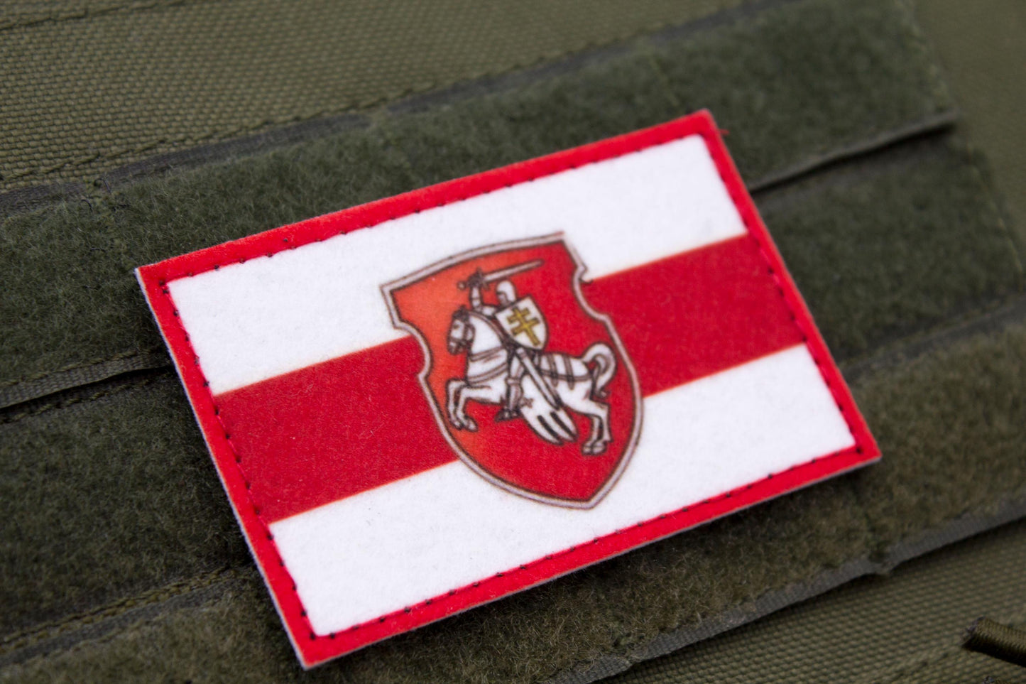 Belarus flag hook and loop patch Pahonia Coat of Arms
