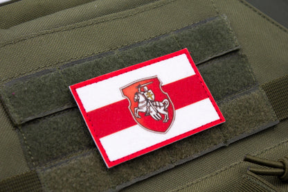 Belarus flag hook and loop patch Pahonia Coat of Arms
