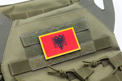 Albania flag hook and loop patch Flamuri i Shqipërisë