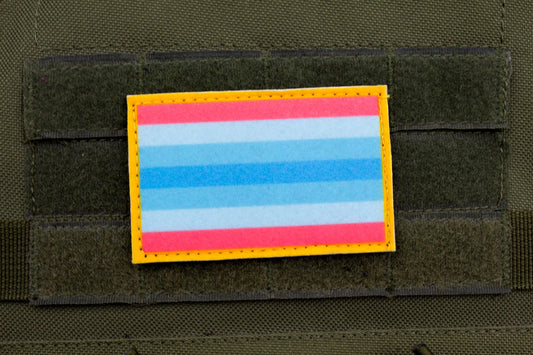 Trans man LGBTQ flag hook and loop patch