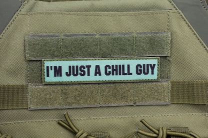 Chill Guy meme blue stripe hook and loop morale patch