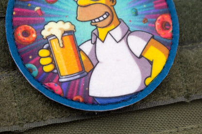 Homer Simpson with beer and donuts hook and loop morale patch