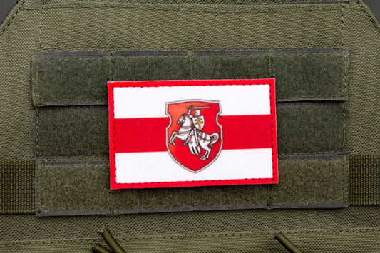 Belarus flag hook and loop patch Pahonia Coat of Arms