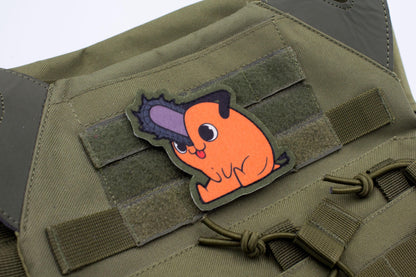 Pochita Chainsaw Man hook and loop anime patch GREEN