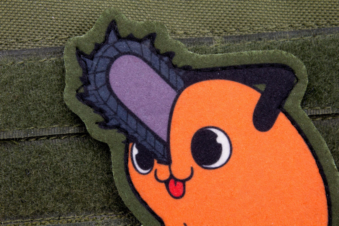 Pochita Chainsaw Man hook and loop anime patch GREEN