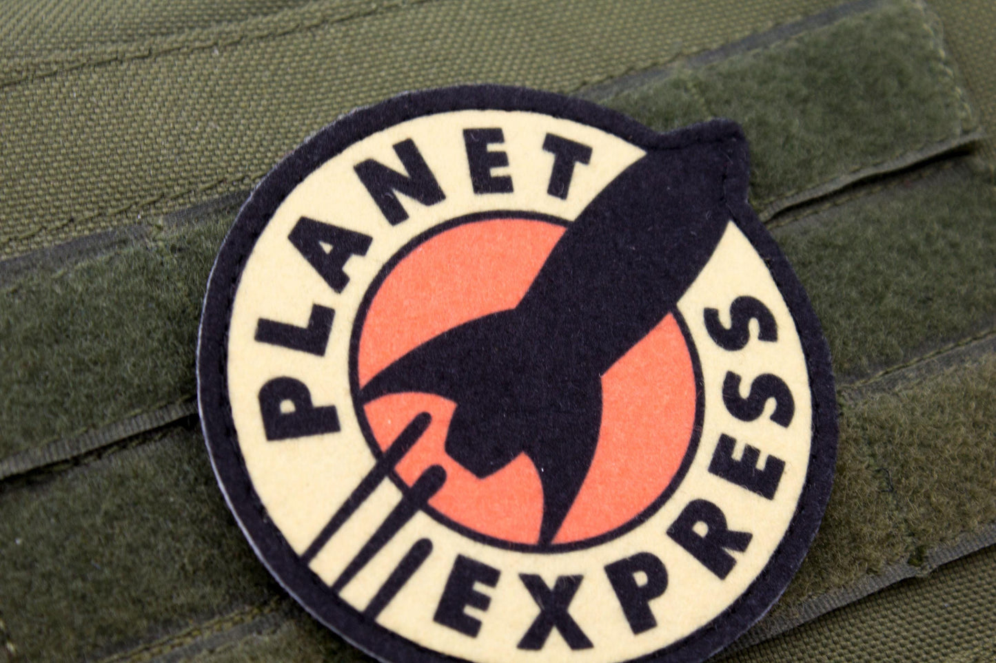 Planet Express Futurama logo BLACK Cosplay hook and loop morale patch