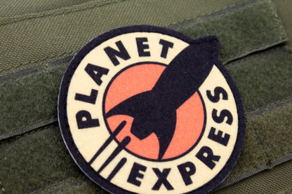 Planet Express Futurama logo BLACK Cosplay hook and loop morale patch