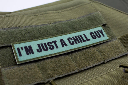 Chill Guy meme blue stripe hook and loop morale patch