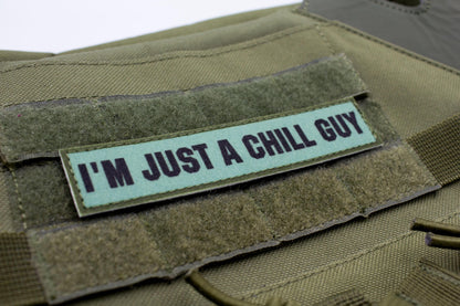 Chill Guy meme blue stripe hook and loop morale patch
