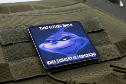 Knee surgery Grinch meme hook and loop morale patch