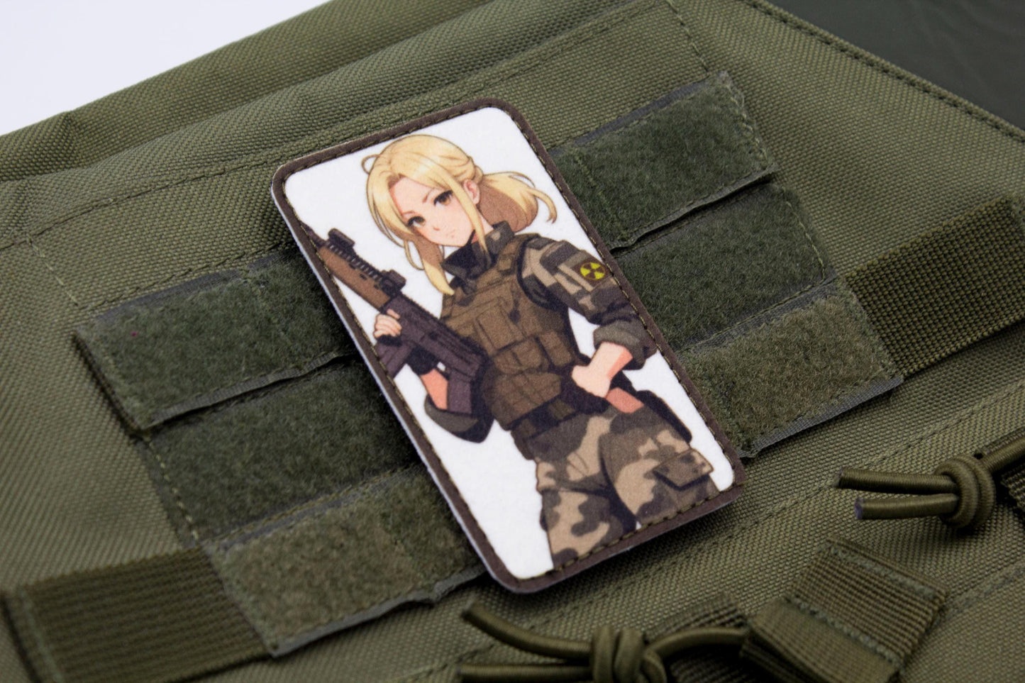 Blonde girl military hook and loop anime patch