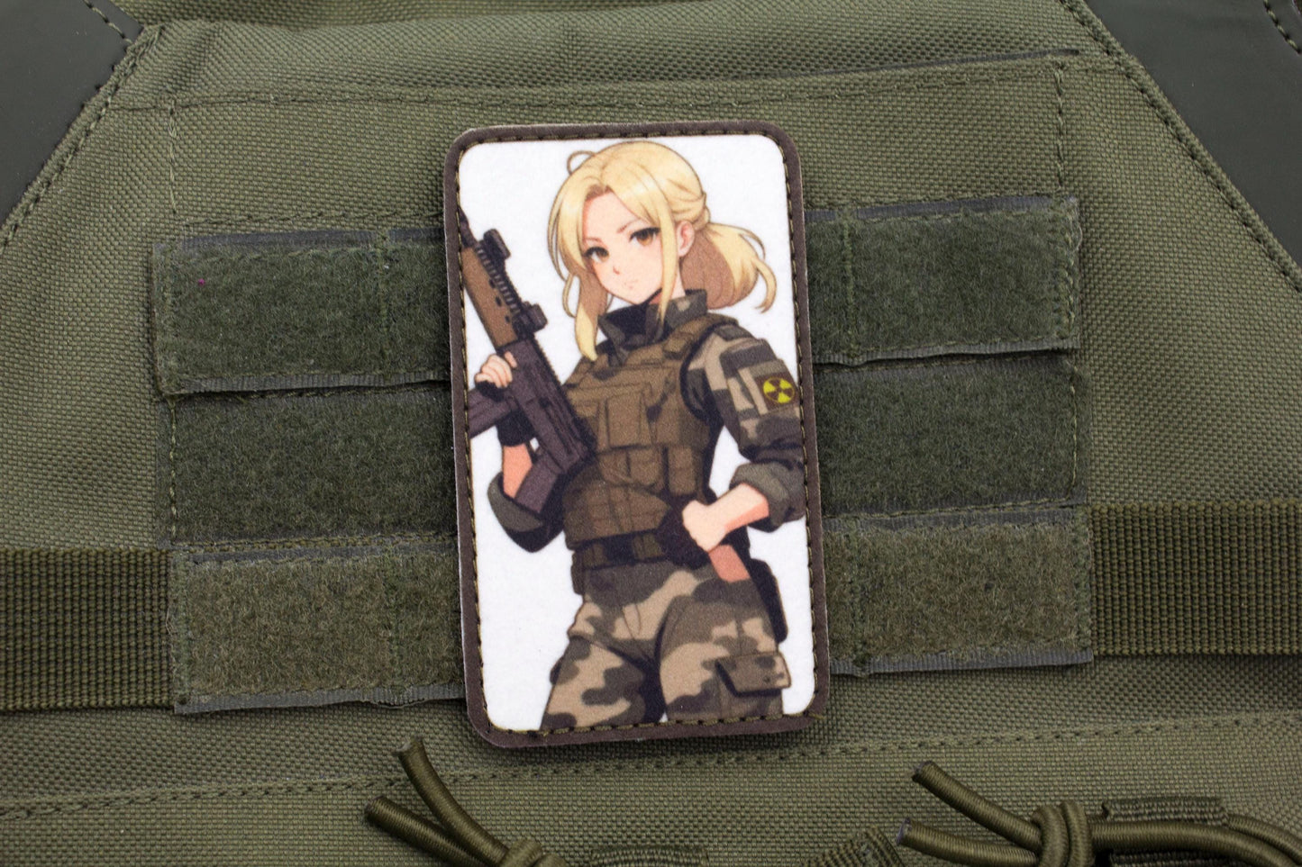Blonde girl military hook and loop anime patch