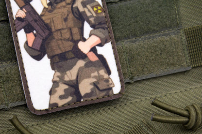 Blonde girl military hook and loop anime patch