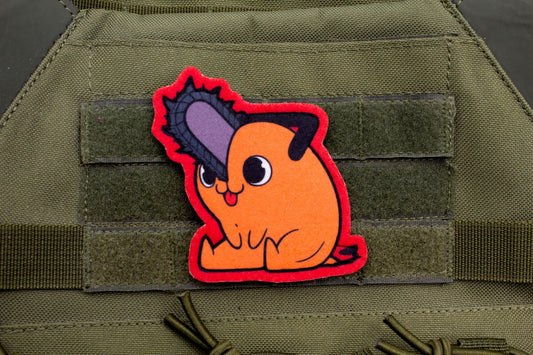 Pochita Chainsaw Man hook and loop anime patch RED