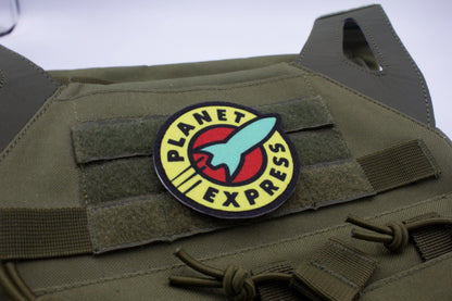 Planet Express Futurama logo BLUE Cosplay hook and loop morale patch