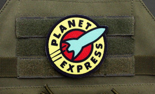 Planet Express Futurama logo BLUE Cosplay hook and loop morale patch
