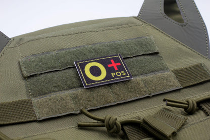 Blood type O+ pos BLACK paramedic emt patch