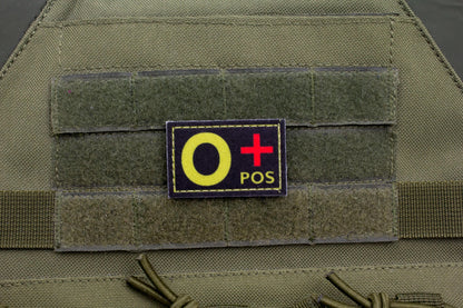 Blood type O+ pos BLACK paramedic emt patch