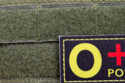 Blood type O+ pos BLACK paramedic emt patch