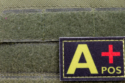 Blood type A+ pos BLACK paramedic emt patch